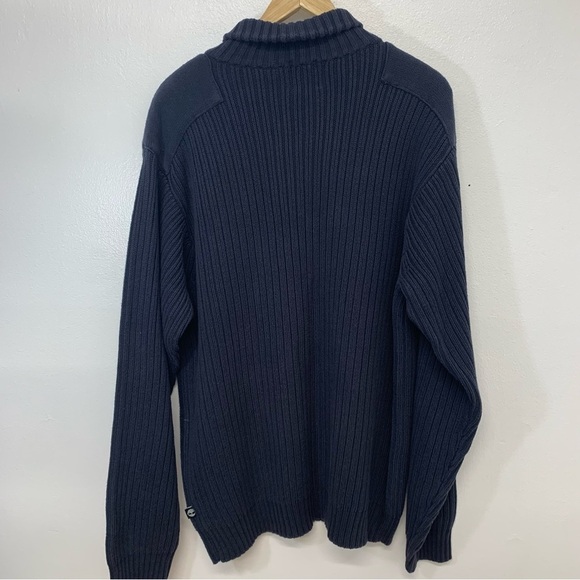 Timberland Heavy Chunky Sweater Men XL  Blue 100% Cotton Rib Thick Knit 3 Button - Picture 5 of 10